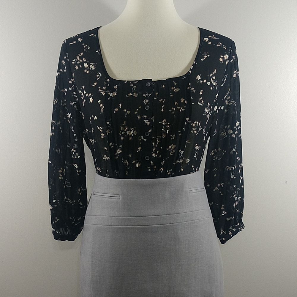 Top: NEW Philosophy Sheer Scoop Neck Floral Blouse - Picture 6 of 6